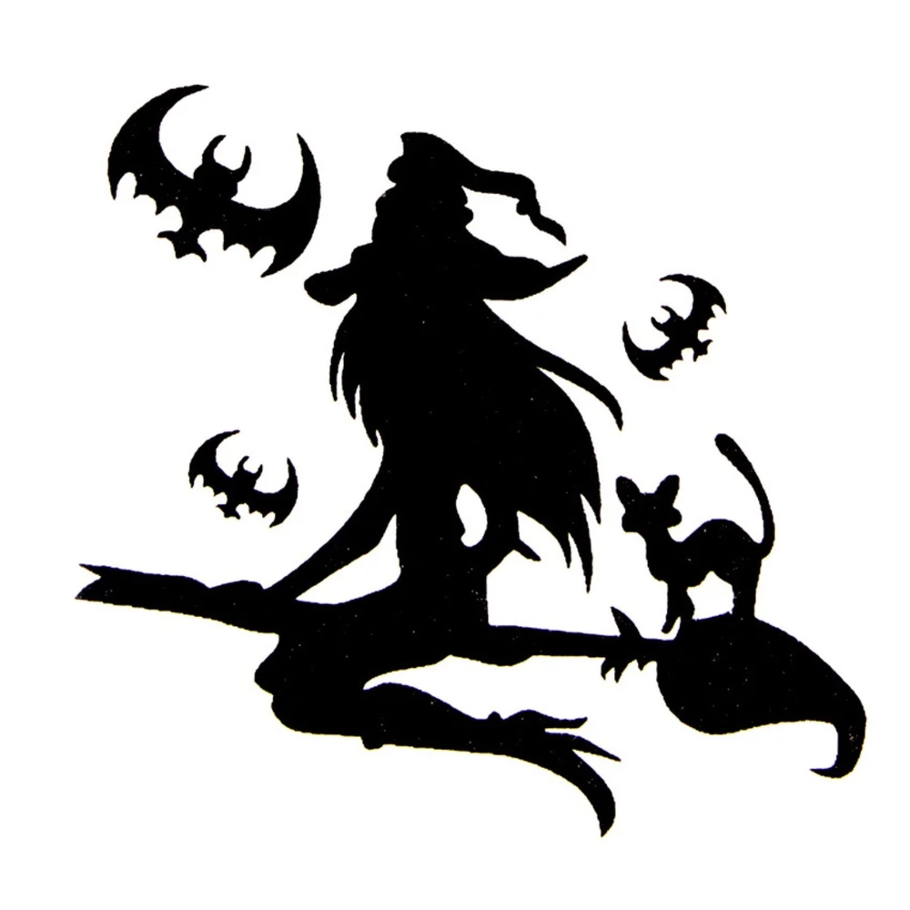 Glitter Stencil Flying Witch