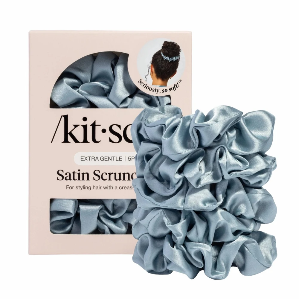 Cuidado capilar · Satin Sleep Scrunchies 5pc Set Haze Blue